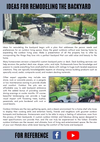 Ideas for Remodeling the Backyard