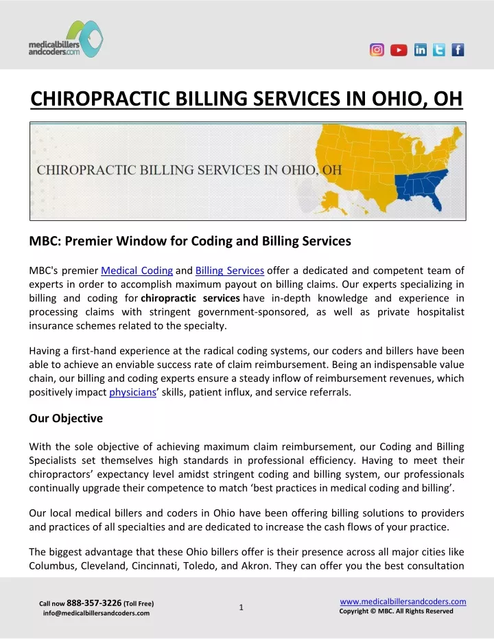 chiropractic billing services in ohio oh