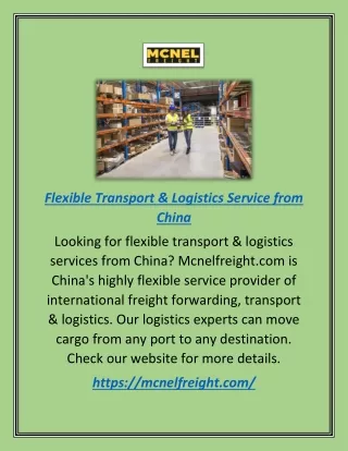 Flexible Transport & Logistics Service From China | Mcnelfreight.com