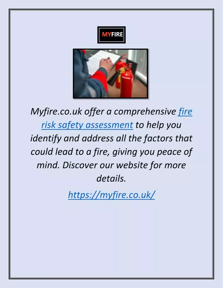 myfire co uk offer a comprehensive fire risk