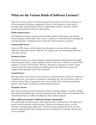 what are the various kinds of software licenses