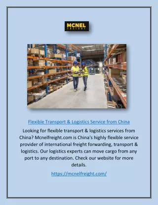 Flexible Transport & Logistics Service From China | Mcnelfreight.com