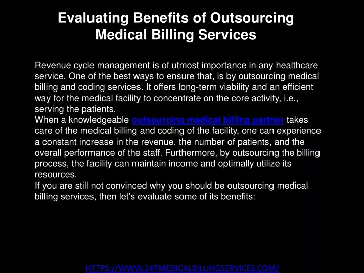 evaluating benefits of outsourcing medical