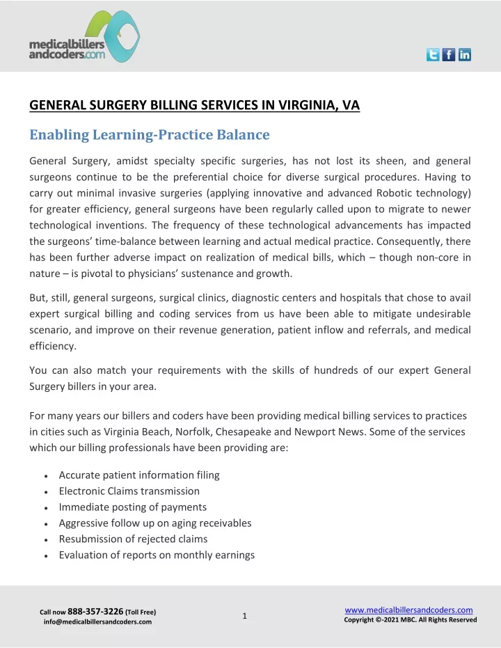 general surgery billing services in virginia va