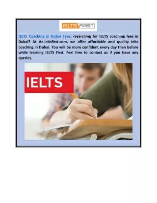 Ielts Coaching In Dubai Fees  Ae.ieltsfirst.com