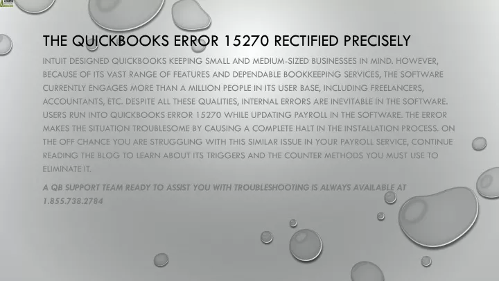 the quickbooks error 15270 rectified precisely