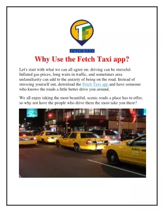 Why Use the Fetch Taxi app?