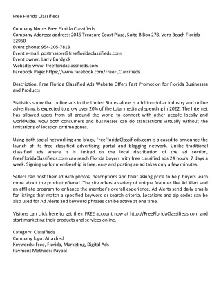 free florida classifieds company name free