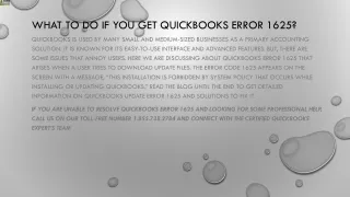 what to do if you get quickbooks error 1625