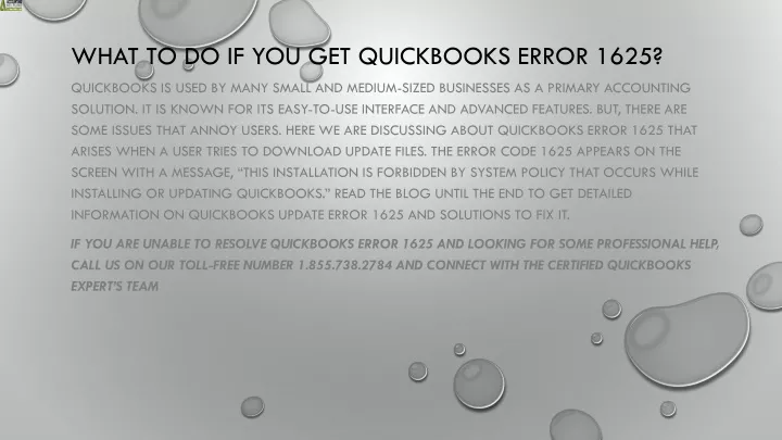 what to do if you get quickbooks error 1625