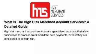 what is the high risk merchant account services a detailed guide