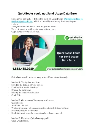 QuickBooks could not Send Usage Data Error