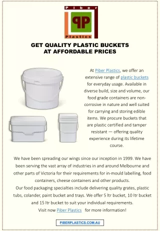 Get Quality Plastic Buckets at Affordable Prices