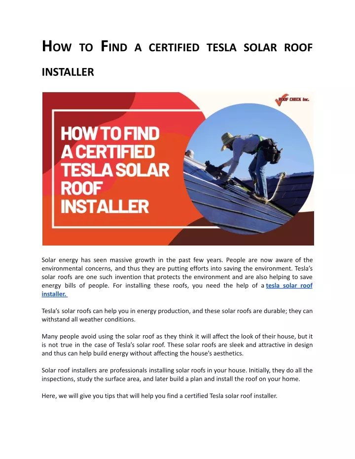 h ow to f ind a certified tesla solar roof