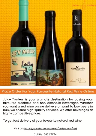 Place Order For Your Favourite Natural Red Wine Online