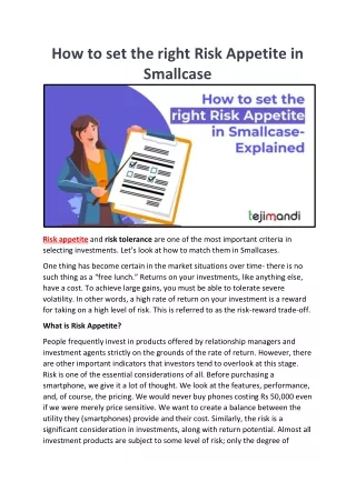 how to set the right risk appetite in smallcase