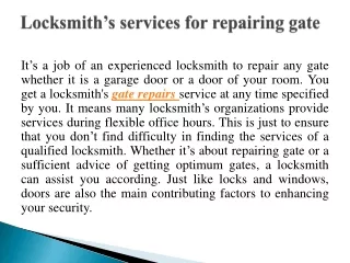 locksmith s services for repairing gate