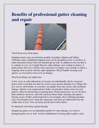 benefits of professional gutter cleaning
