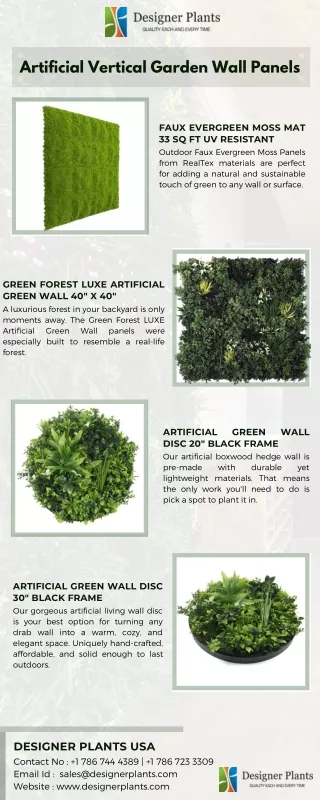 Artificial Vertical Garden Wall Panels For Your Exteriors