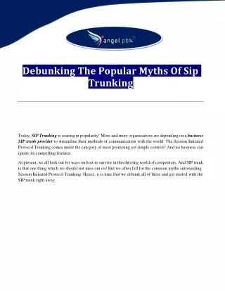 debunking the popular myths of sip trunking