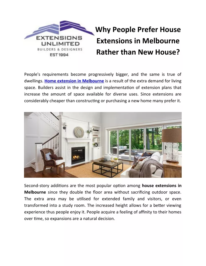 why people prefer house extensions in melbourne