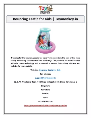 Bouncing Castle for Kids | Toymonkey.in