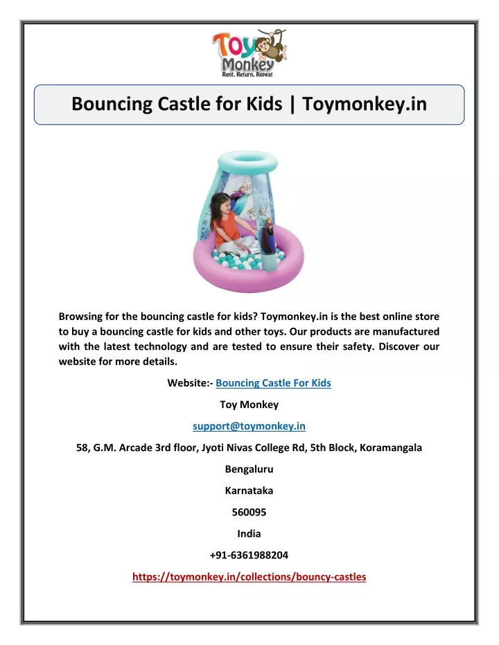bouncing castle for kids toymonkey in