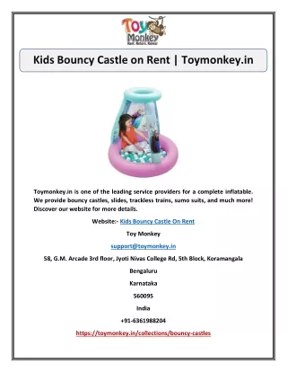 Kids Bouncy Castle on Rent | Toymonkey.in