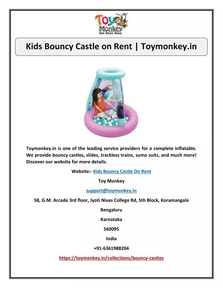 kids bouncy castle on rent toymonkey in