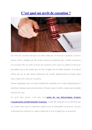 c est quoi un arr t de cassation