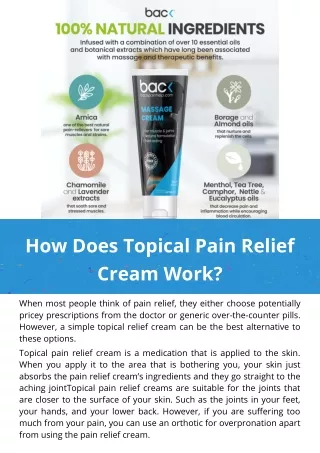 How Does Topical Pain Relief Cream Work?