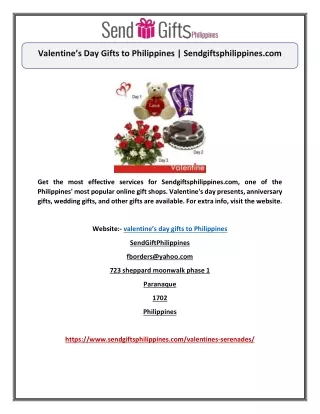 Valentine’s Day Gifts to Philippines | Sendgiftsphilippines.com