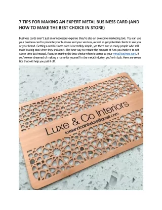 7 TIPS FOR MAKING AN EXPERT METAL BUSINESS CARD (AND HOW TO MAKE THE BEST CHOICE IN STORE)