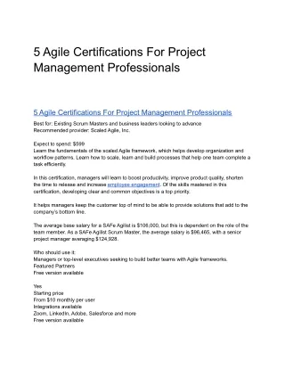 5 agile certifications for project management