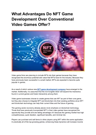 What Advantages Do NFT Game Development Over Conventional Video Games Offer
