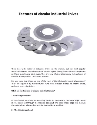 Features of circular industrial knives