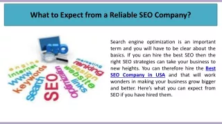 what to expect from a reliable seo company
