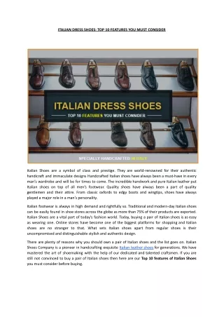 Buy Online Italian Shoes For Men | Italian Shoes Company