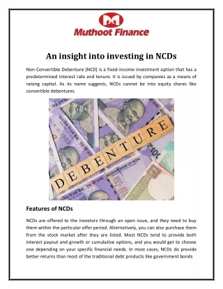 An insight into investing in NCDs