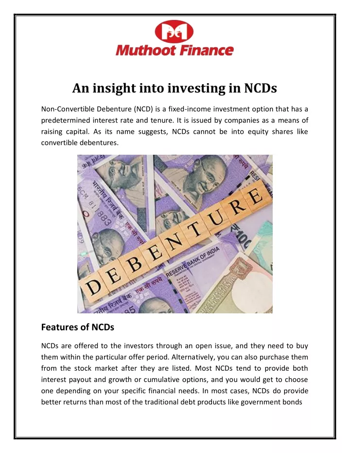 an insight into investing in ncds