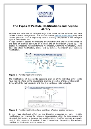 The Types of Peptide Modifications and Peptide Library