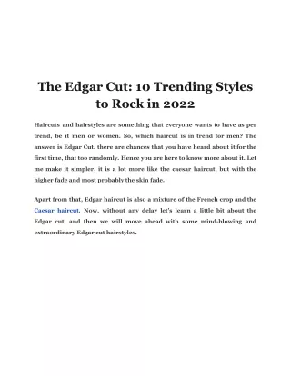 The Edgar Cut: 10 Trending Styles to Rock in 2022