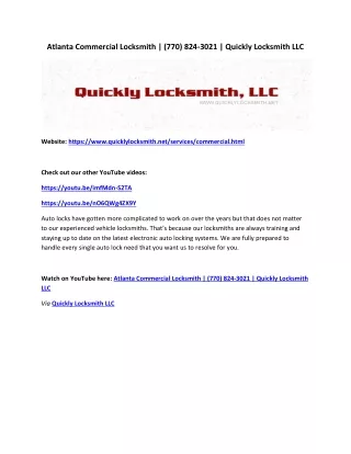 Atlanta Commercial Locksmith