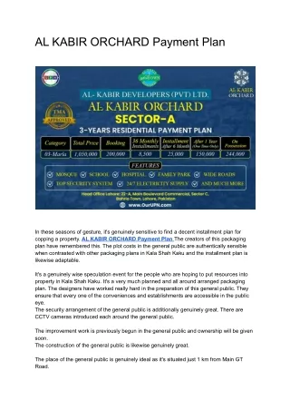 al kabir orchard payment plan