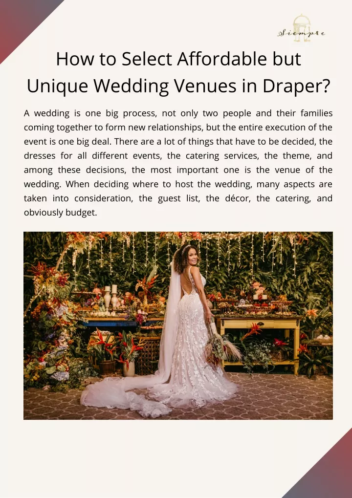 how to select affordable but unique wedding