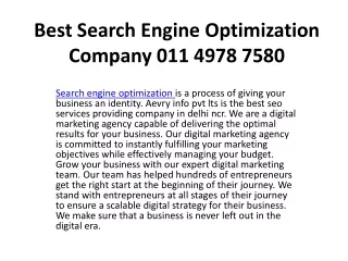 best search engine optimization company 011 4978