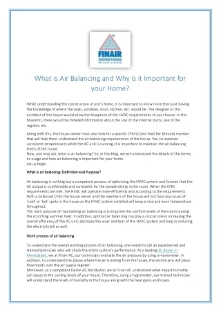 What is Air Balancing and Why is it Important for your Home