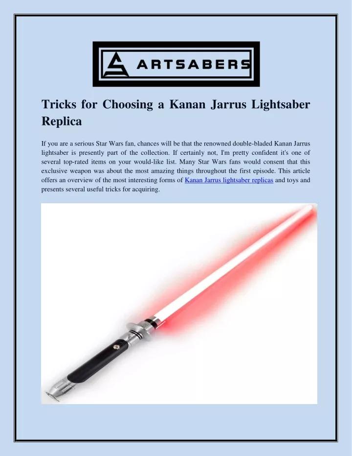 tricks for choosing a kanan jarrus lightsaber