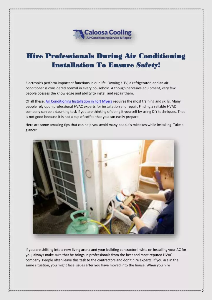 hire professionals during air conditioning hire