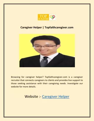 Caregiver Helper  Topfaithcaregiver